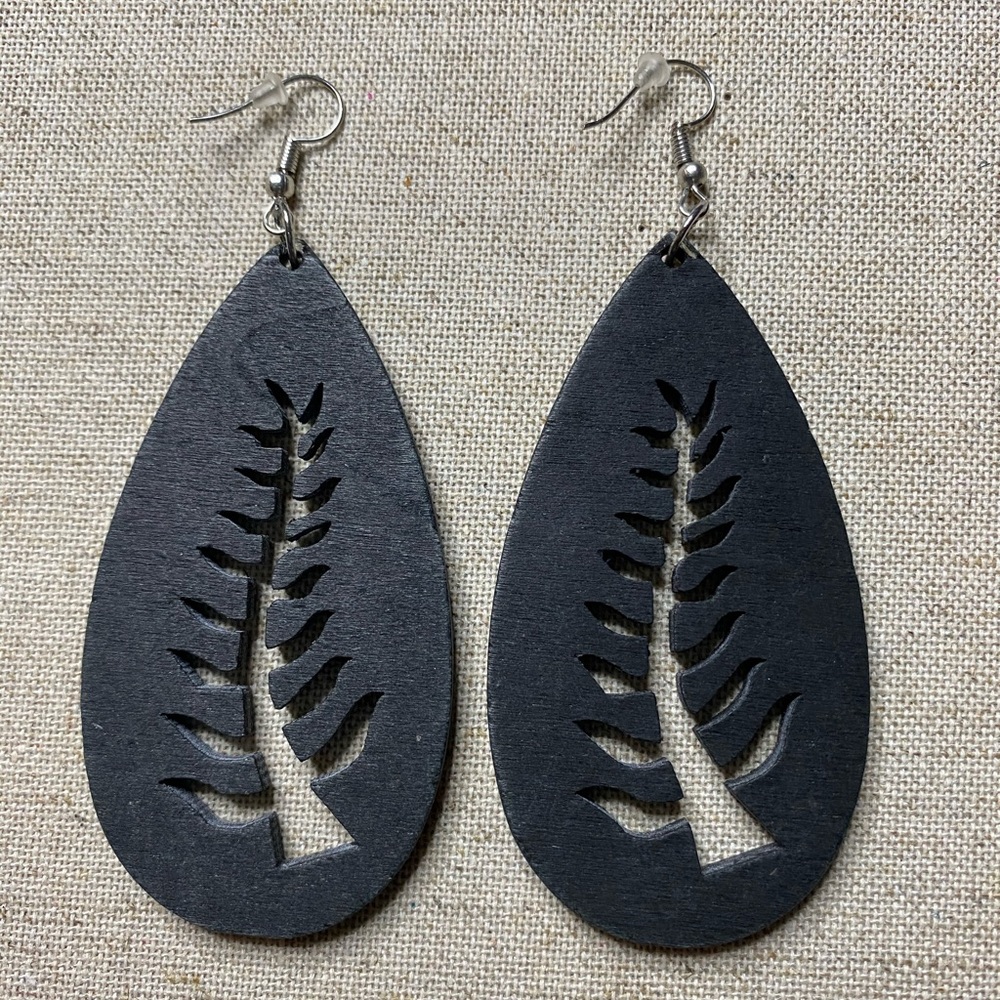 Wooden Leaf Earrings